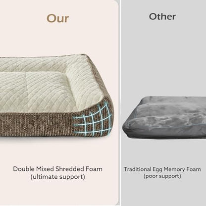 JOEJOY Orthopedic Dog Bed Medium Sized Dogs, Extra Thick Supportive Big Dog Couch Bed with Sides, Ultra Soft Pet Bed Sofa, Beige, 35''x25''