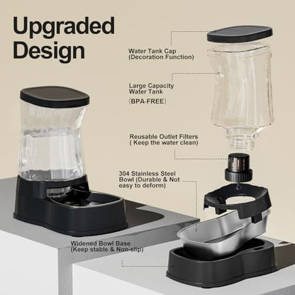 Automatic Dog Water Dispenser, Stainless Steel Bowls Feeder, 100% BPA-Free