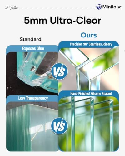 3 Gallon Nano Glass Fish Tank, Ultra-Clear Rimless Aquarium