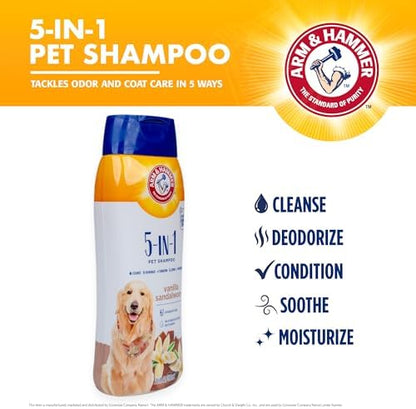 Arm & Hammer 5-in-1 Dog Shampoo, Vanilla Sandalwood, 20 Fl Oz