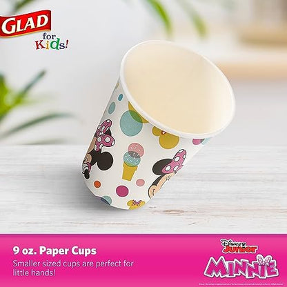 Glad for Kids Disney Minnie Mouse Paper Cups, Minnie Dots, 9 Oz, 24 Count