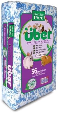 PETSPICK Uber Soft Paper Pet Bedding for Small Animals, White & Blue Confetti, 36L