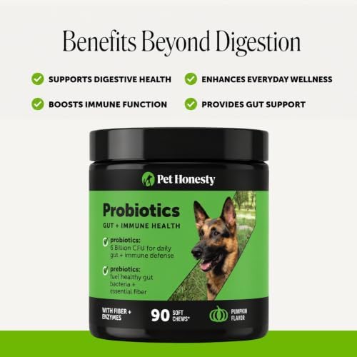 Pet Honesty Dog Probiotics Chews for Gut & Digestive Health, 90ct, Pumpkin