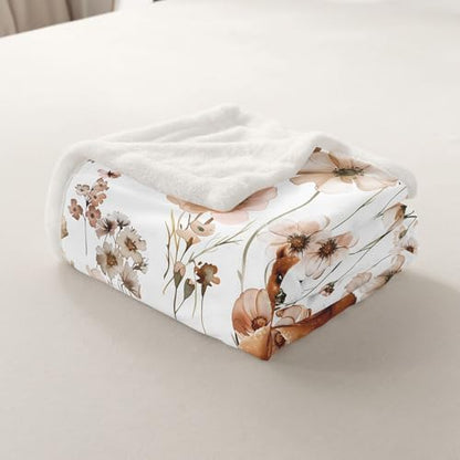 Erosebridal Kids Llama Alpaca Blanket Throw 50"x60",Kawaii Mushroom Blankets and Throws for Girls Boys,Wildlife Animal Print Fleece Blanket Farmhouse Floral Sherpa Blanket for Bed Couch Decor
