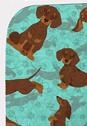Caroline's Treasures MLM1017LQB Chocolate and Tan Dachshund Quilted Blanket 50x60 Artwork Pattern Quilted Throw Blanket for Bed, Couch, Sofa, Soft and Lightweight