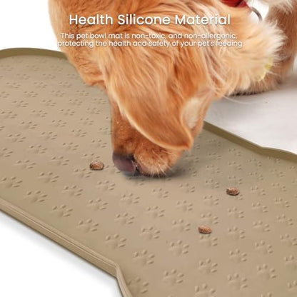 PWTAA Dog Food Mat Anti-Slip Silicone Dog Bowl Mat Thicker Pet Placemat Waterproof Cat Feeder Pad with Raised Edge Puppy Kitten Feeding Mats Suitable Small Medium-Sized Dogs Cats Eating Tray