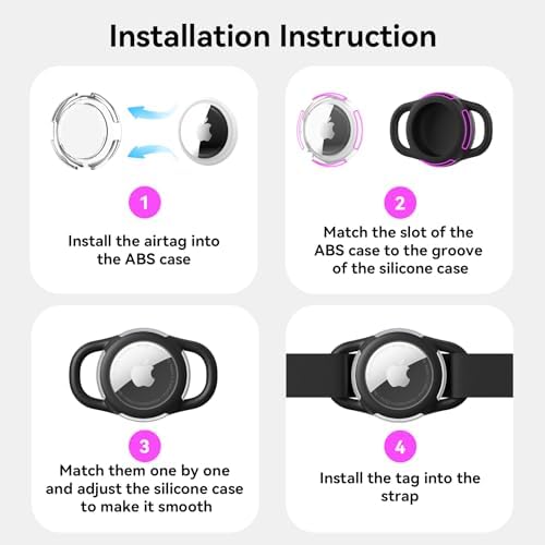 Waterproof AirTag Holder for Dog Collar, Soft Slide-On Dog AirTag Holder