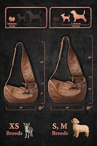 Noah & Paw Dog Sling Carrier for Small Dogs 5-18lb, Dog Sling for Small Dogs and Cats, Dog Carrier with Adjustable Padded Strap, Vegan Leather Lined with Fur, 3X Safety Features, Machine Washable