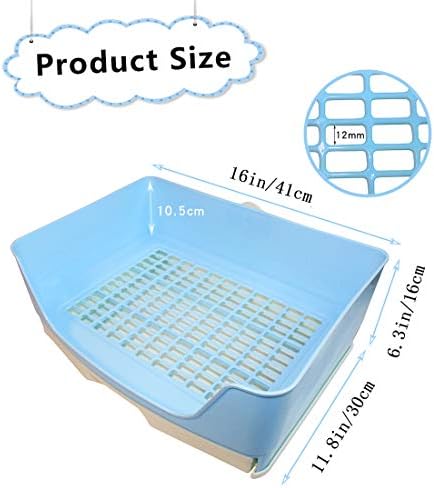 PINVNBY Large Rabbit Litter Box with Drawer,Potty Corner Bunny Toilet Box,Bigger Guinea Pig Litter Pan for Chinchilla Ferret Hedgehog Small Animals(Blue)