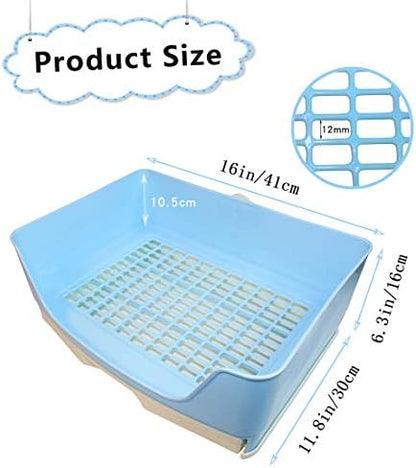 PINVNBY Large Rabbit Litter Box with Drawer,Potty Corner Bunny Toilet Box,Bigger Guinea Pig Litter Pan for Chinchilla Ferret Hedgehog Small Animals(Blue)