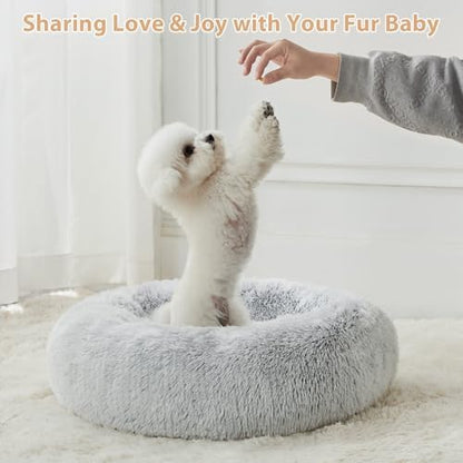 WNPETHOME Medium Round Calming Dog Bed Cat Bed for Comfy Sleep