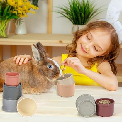 HIIMALEX 8-Pcs Bunny Toys Stacking Cups for Rabbit Foraging and Play Bunny Essential Toys Safe Plastic Accessories for Small Animals Rabbits