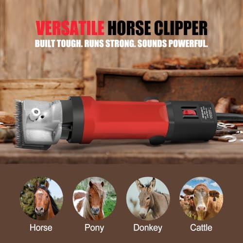 TAKEKIT Horse Clippers, 600W Professional Heavy Duty Horse Body Clippers, 6-Speeds Large Livestock Clippers for Body Clipping Horse Equine Cattle and Thick Coat Animals