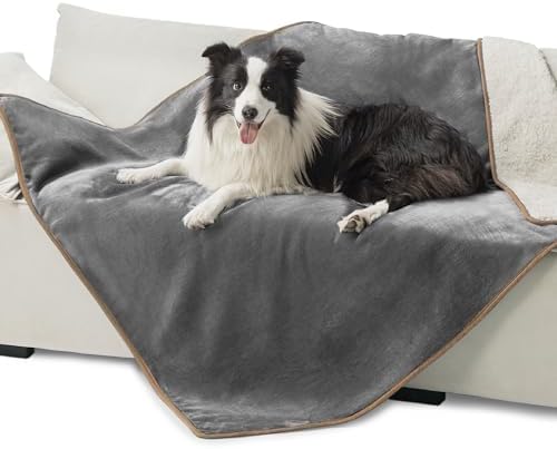 Bedsure Waterproof Dog Blankets for Large Dogs Sherpa Fleece Throw, 50X60
