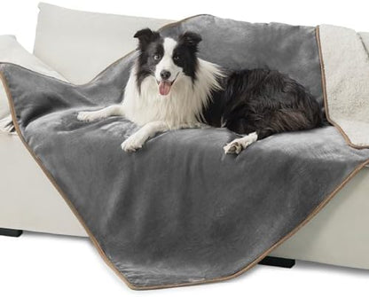 Bedsure Waterproof Dog Blankets for Large Dogs Sherpa Fleece Throw, 50X60