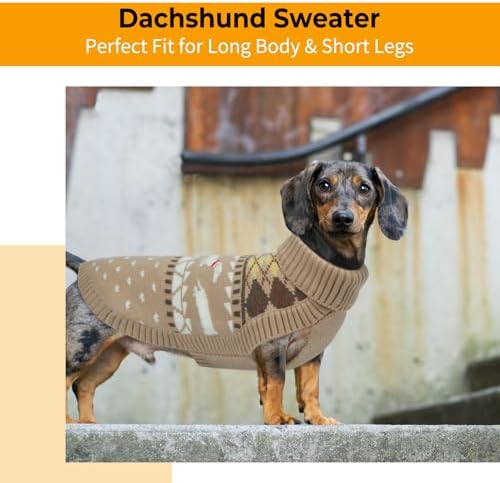 Lelepet Dachshund Sweater Turtleneck Dog Sweaters for Small Dogs (XS-XL)