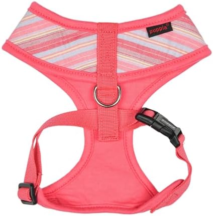 Puppia Theros Dog Harness A (Over-The-Head) Fashionable Striped Pattern Spring Summer Harness for Small and Medium Dogs, Pink, Large