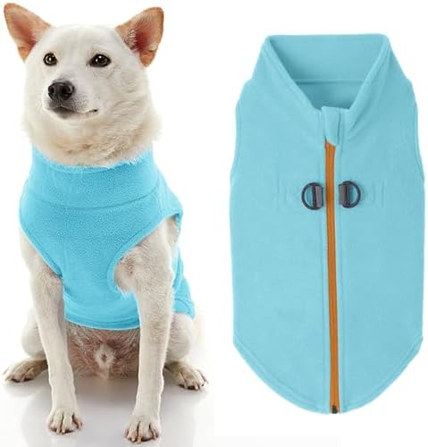 Gooby Turquoise X-Large Fleece Dog Sweater - Warm Winter Jacket with Dual D Ring Leash - Machine Washable Pet Apparel