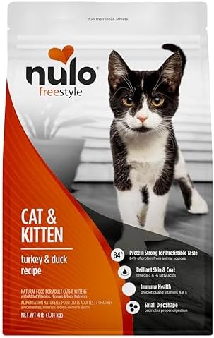 Nulo Freestyle Cat & Kitten Dry Food - Turkey & Duck Recipe, High Protein Grain Free Cat Food, Natural Kibble with Probiotics & Omega Fatty Acids, 4lb Bag