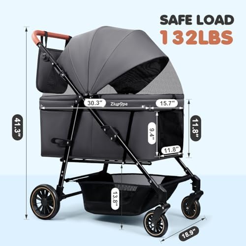 Dog Stroller for Large & Medium Dogs (20–132 lbs), for 2 Small Dogs