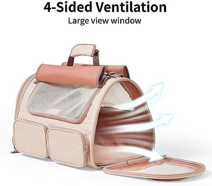 FUKUMARU Cat Carrier, Airline Approved Dog Carrier with Rollable Cover