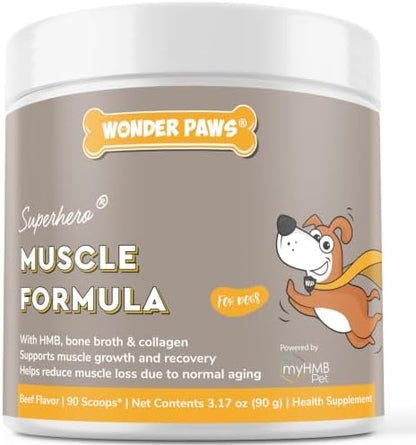 Premium Canine Mobility & Strength Supplement for Dogs – Helps Maintain Healthy Muscle Mass, Recovery & Performance – with Clinically Studied HMB, Bone Broth & Collagen – 3.17 oz