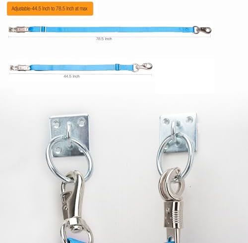 2PCS Cross Ties,Heavy Duty Adjustable Nylon Cross Ties for Horse Horse Trailer Tie with Panic Snap and Bull Snap,Adjustable Length from 44.5-78.5 Inch,Blue