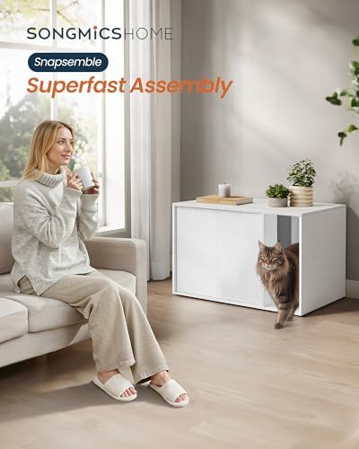 SONGMICS HOME Cat Litter Box Enclosure, Tool-Free Assembly