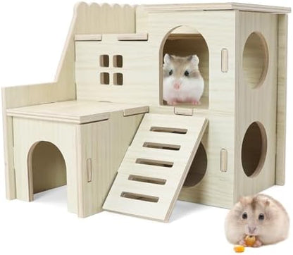 Hamster Hideout Tiny Maze Wood House with Slide (Pygmy Rats Only)