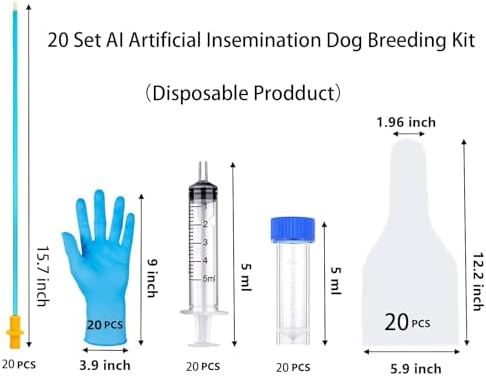 20 Set AI Artificial Insemination Dog Breeding Kit, Dog Ai Breeding Kit, Insemination kit for Dogs, Pet Breeding Supplies for Large Breeds（15.7 inch）
