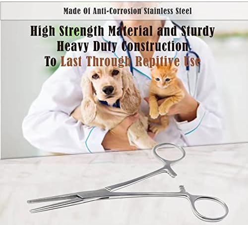 Dog Pet Ear/Nose Hair Puller Grooming Hemostat Locking Forceps Pliers, 5.5" (14cm), Straight