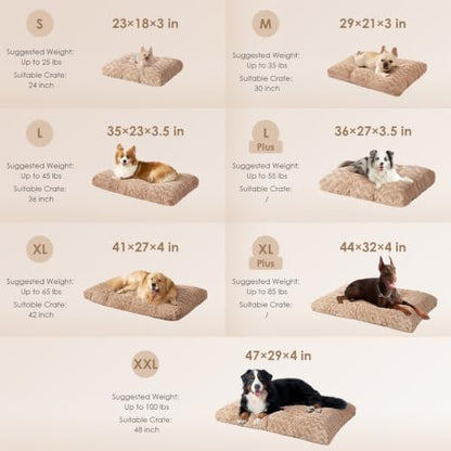 EHEYCIGA Washable Large Dog Bed for Crate, 35x23 Inch Pet Bed, Camel