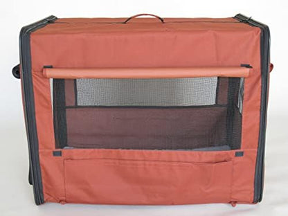 Go Pet Club 32" Soft Collapsible Dog Crate, Portable Pet Carrier, Thick Padded Pet Travel Crate for Indoor & Outdoor, Foldable Kennel Cage with Durable Mesh Windows, Brown