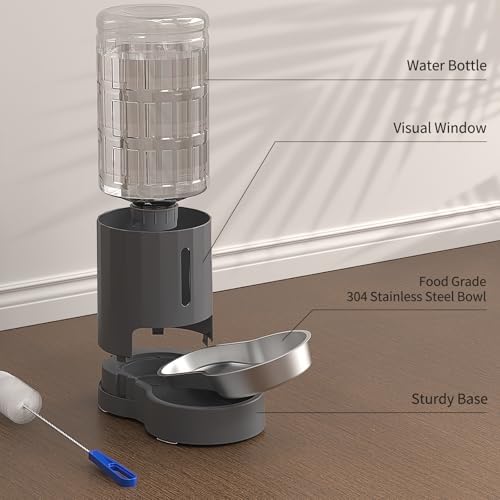 JUNSPOW Cat Water Dispenser and Stainless Steel Bowl