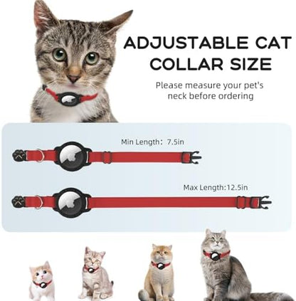 AirTag Cat Collars, Stretchy Collar with AirTag Holder and Bell