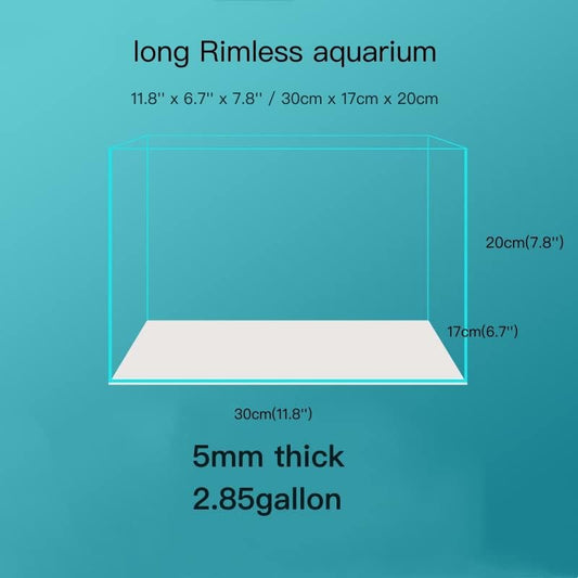 AWXZOM Small Nano Tall Rimless Tank, Glass Fish Tank, Betta Fish Tank, Aquarium (2.85 Gal, 11.8x6.7x7.8 inch)
