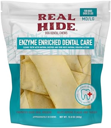 Real Hide Enzyme Enriched Dental Care Dog Chews for Medium/Large Dogs