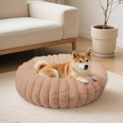 Donut Dog Beds Large Sized Dog Washable Plush Pet Bed,36in Brown