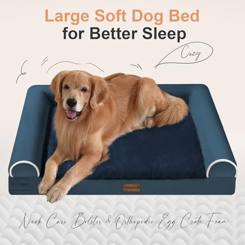 NANUYA Orthopedic Dog Bed for Medium Dogs, 30 x 20 Inch, Navy Blue