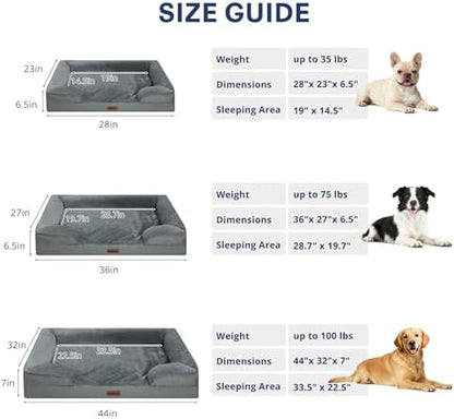 Dog Bed for Extra Large Dogs, 44-Inch Orthopedic XL Waterproof Pet Beds