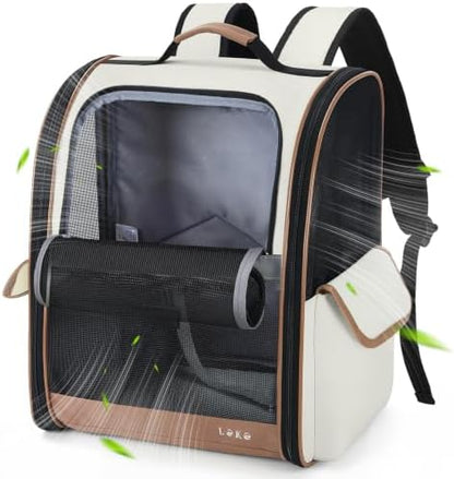 Lekereise Cat Backpack Carriers, Dog Carrier Backpacks with Breathable Mesh for Small Medium Large Cats Dogs Puppy Up to 25 Lbs, Pet Foldable Carrying Backpack Ventilated for Travel Hiking Collapsible