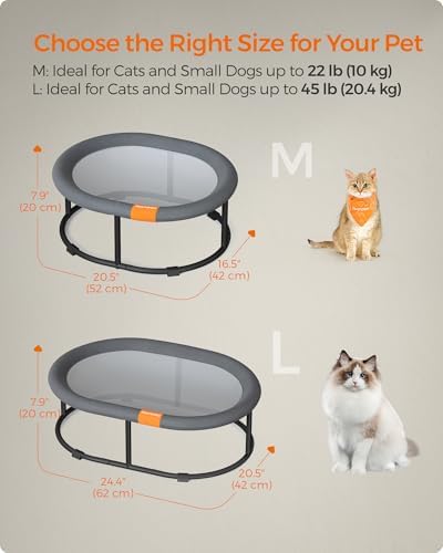 Feandrea Elevated Cat Bed, Breathable Hammock, Washable Mesh