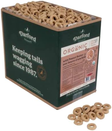 Darford Organic Premium Dog Treats – Peanut Butter Flavor – 12 lb Bulk Box – USDA Organic Ingredients – Oven-Baked Biscuits with Organic Barley & Oats – All Natural – Made in Canada