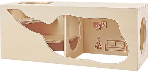 Hamster Hideout Wooden House,Hamsters Multi Chamber Hideout,Small Animal Habitat for Clear Observation,Hamster Toys for Dwarf Hamstersm,Gerbils, Hedgehogs, Rats, Mice(Living Room)
