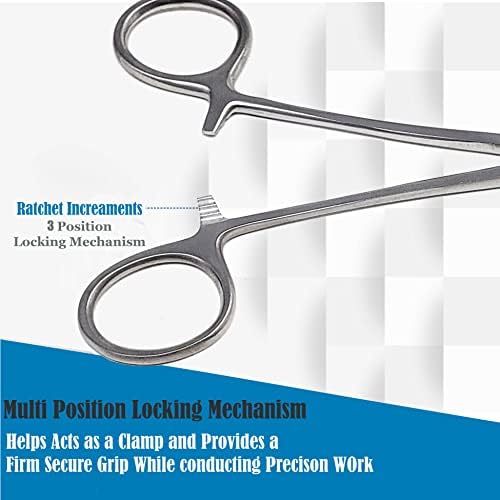 Dog Pet Ear/Nose Hair Puller Grooming Hemostat Locking Forceps Curved Pliers, 5.5" (14cm) Full Serrated Clamps Stainless Steel (Silver)