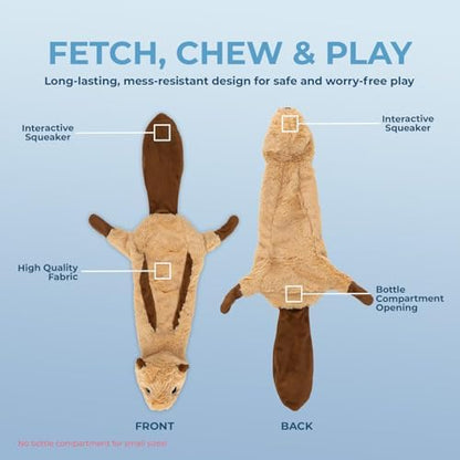 Best Pet Supplies 2-in-1 Stuffless Squeaky Dog Toy - Monkey,&Squirrel, M