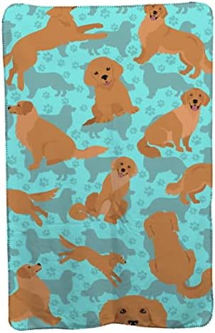 Caroline's Treasures MLM1052TBLT Golden Retriever Soft Travel Blanket with Bag Airplane Blanket, Indoor Outdoor Camping Blanket for Traveling, Picnics, Beach Trips, Concerts