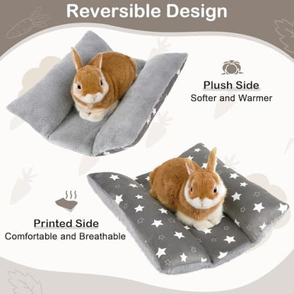 15"x14" Soft Plush Rabbit Bed Washable Cuddle Mat for Small Pets