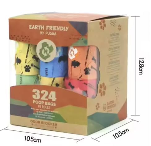 Biodegradable Eco Friendly 15μm thickness Pet Waste lavender scented Poop Bags for Dogs 18 rolls (324 bags)