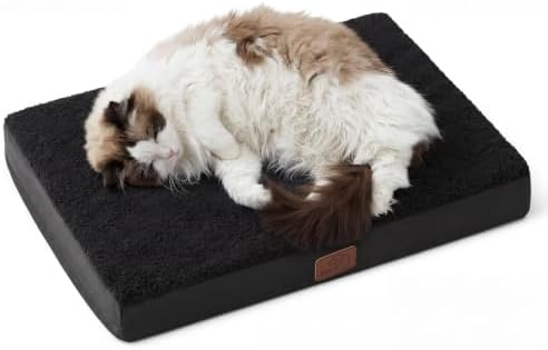 Bedsure Small Dog Bed, Cat Puppy Bed with Comfy Sherpa, 24x16 Inch Black